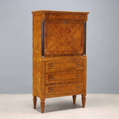 Secrétaire Ancien Style Empire Plaqué en Noyer Italie XXe Siècle