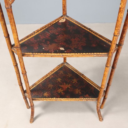 Mueble esquinero, estante de bambú