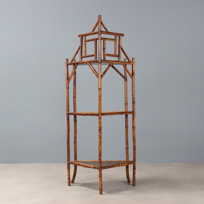 Mueble esquinero, estante de bambú