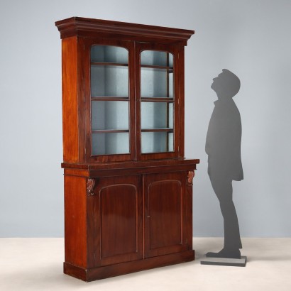 Mahagoni-Sideboard, viktorianisches Bücherregal, viktorianisches Mahagoni-Bücherregal