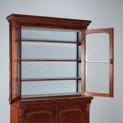 Mahagoni-Sideboard, viktorianisches Bücherregal, viktorianisches Mahagoni-Bücherregal