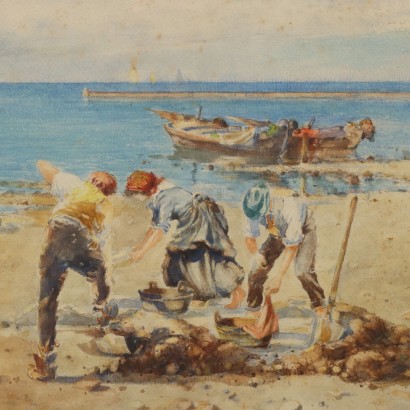 Cuadro de Paolo Sala, Paisaje marino con figuras, Paolo Sala, Paolo Sala, Paolo Sala