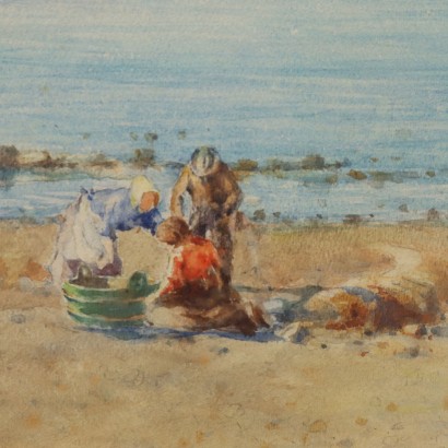 Cuadro de Paolo Sala, Paisaje marino con figuras, Paolo Sala, Paolo Sala, Paolo Sala