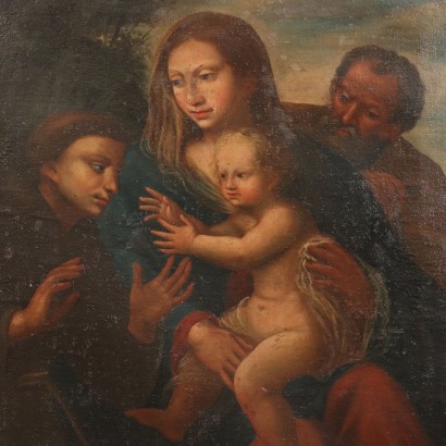 Pintura de la Sagrada Familia con San Francisco, Sagrada Familia con un santo franciscano