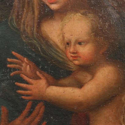 Pintura de la Sagrada Familia con San Francisco, Sagrada Familia con un santo franciscano