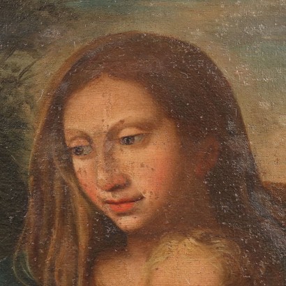 Pintura de la Sagrada Familia con San Francisco, Sagrada Familia con un santo franciscano