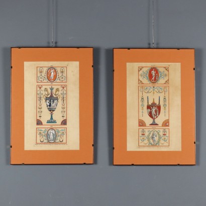 Ein Paar Radierungen von Michelangelo Pergolesi