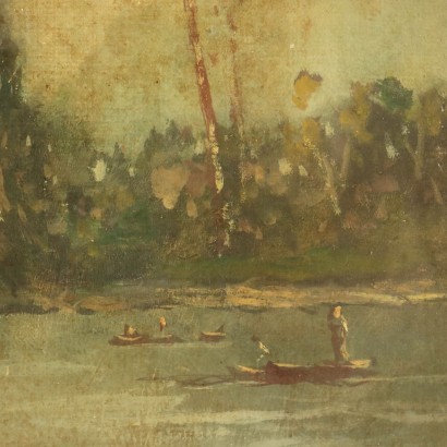 Cuadro de Lorenzo Gignous, Paisaje fluvial con figuras, Lorenzo Gignous, Lorenzo Gignous, Lorenzo Gignous