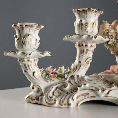 Par de candelabros de porcelana para hombre
