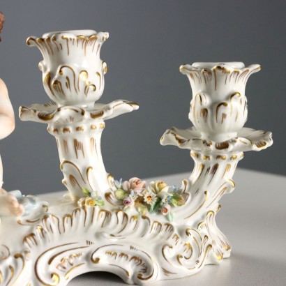 Par de candelabros de porcelana para hombre