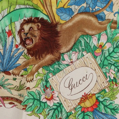 Écharpe Gucci Vintage à motif animaux de la jungle