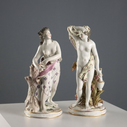 Coppia di Statue in Porcellana Edmé Samson Parigi