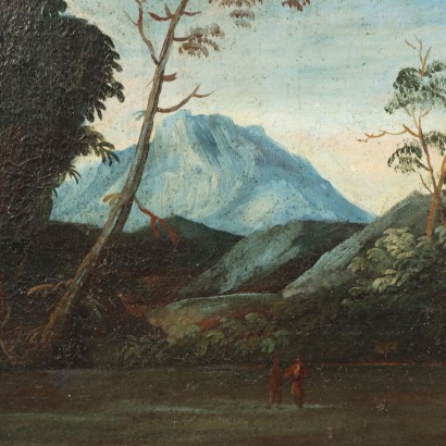 Pintura de paisaje con arquitectura y, Paisaje con arquitectura y figuras