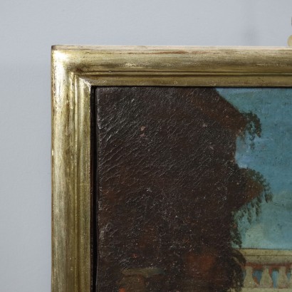 Pintura de paisaje con arquitectura y, Paisaje con arquitectura y figuras