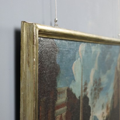 Pintura de paisaje con arquitectura y, Paisaje con arquitectura y figuras