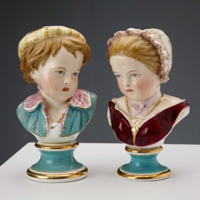 Par de bustos de porcelana de Wallendorf