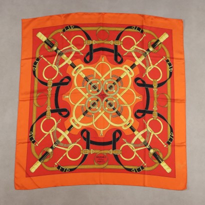 Vintage Hermès Schal Seide Sellier Eperon d'Or Frankreich