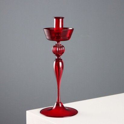 Candelabro de cristal de Murano rojo
