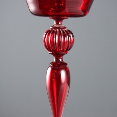 Bougeoir en verre de Murano rouge
