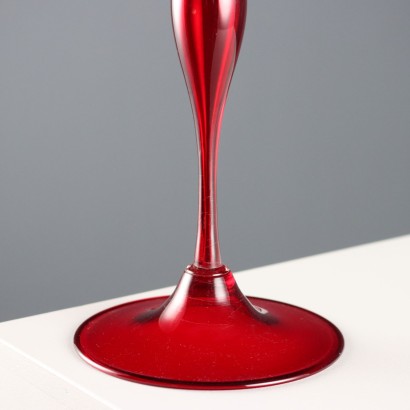 Bougeoir en verre de Murano rouge