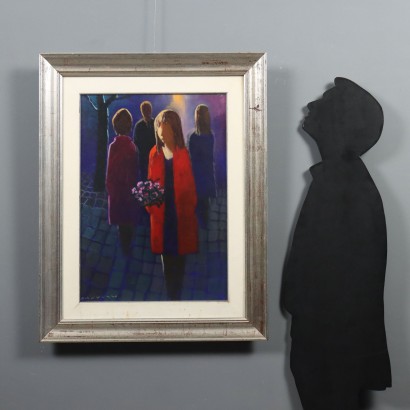 Pintura de Eliano Fantuzzi, Figuras con flores, Eliano Fantuzzi, Eliano Fantuzzi, Eliano Fantuzzi