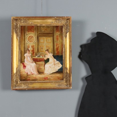 Scène de conversation dans le salon