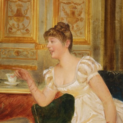 Scène de conversation dans le salon