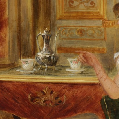 Scène de conversation dans le salon