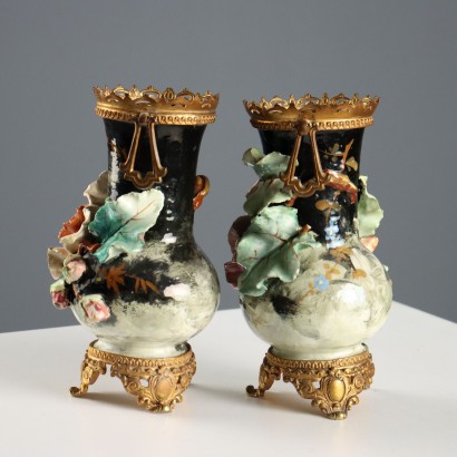 Par de jarrones de cerámica barbotina