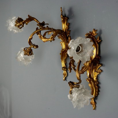 WALL LIGHTS x2, Pair of Gilded Bronze Wall Lights