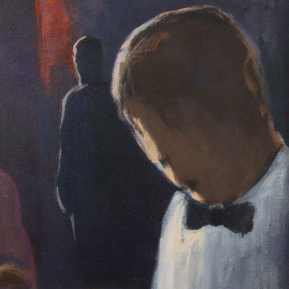 Painting by Eliano Fantuzzi, Figures at the Bar, Eliano Fantuzzi, Eliano Fantuzzi, Eliano Fantuzzi