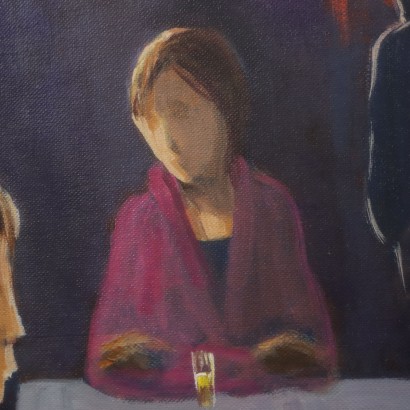 Painting by Eliano Fantuzzi, Figures at the Bar, Eliano Fantuzzi, Eliano Fantuzzi, Eliano Fantuzzi