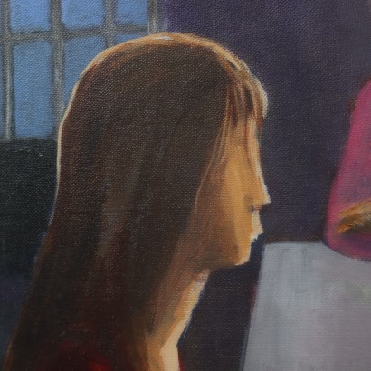 Painting by Eliano Fantuzzi, Figures at the Bar, Eliano Fantuzzi, Eliano Fantuzzi, Eliano Fantuzzi