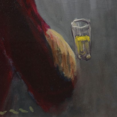 Painting by Eliano Fantuzzi, Figures at the Bar, Eliano Fantuzzi, Eliano Fantuzzi, Eliano Fantuzzi