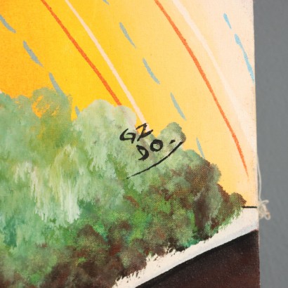 Dipinto Naif Africano,La venditrice di erbe mediche