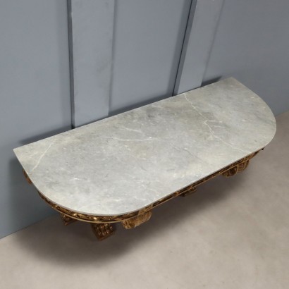 Mesa consola tallada y dorada, Mesa consola de madera tallada y dorada