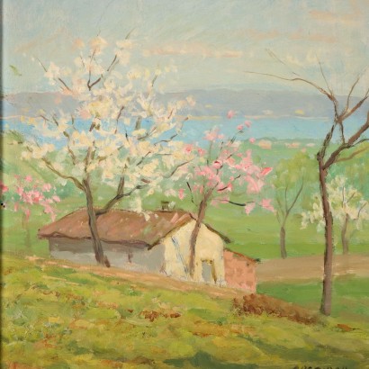 Pintura de Luigi Comolli, Paisaje florido, Luigi Comolli, Luigi Comolli, Luigi Comolli