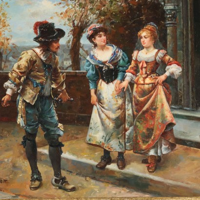 Cuadro de Frank Moss Bennett, La dama del mosquetero, Frank Moss Bennett, Frank Moss Bennett, Frank Moss Bennett