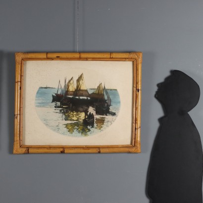 Zwei Lithografien von Georges Pierre, Fischerboote, Georges-Pierre Guinegault, Zwei Lithografien von Georges Pierre, Georges-Pierre Guinegault, Zwei Lithografien von Georges Pierre, Georges-Pierre Guinegault