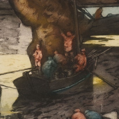 Zwei Lithografien von Georges Pierre, Fischerboote, Georges-Pierre Guinegault, Zwei Lithografien von Georges Pierre, Georges-Pierre Guinegault, Zwei Lithografien von Georges Pierre, Georges-Pierre Guinegault