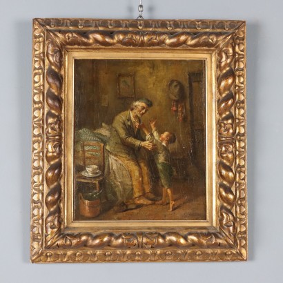 Malszene mit Großvater und Enkel