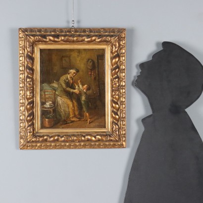 Malszene mit Großvater und Enkel