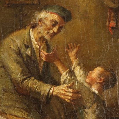 Malszene mit Großvater und Enkel