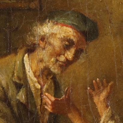 Malszene mit Großvater und Enkel