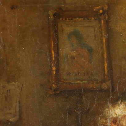 Malszene mit Großvater und Enkel