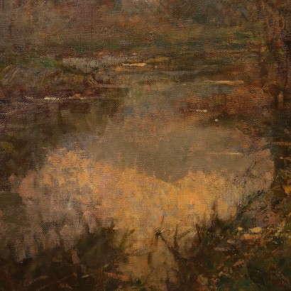 Painting by Eugenio Gignous, Wooded Landscape with River, Eugenio Gignous, Eugenio Gignous, Eugenio Gignous