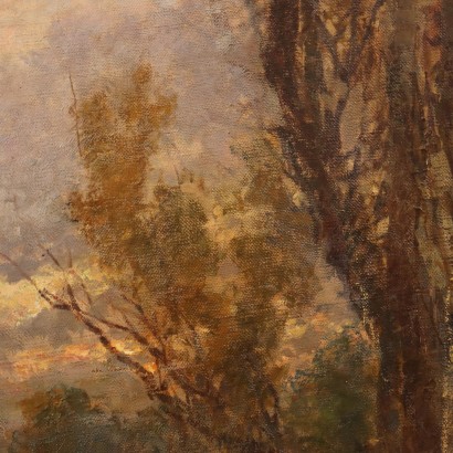 Painting by Eugenio Gignous, Wooded Landscape with River, Eugenio Gignous, Eugenio Gignous, Eugenio Gignous