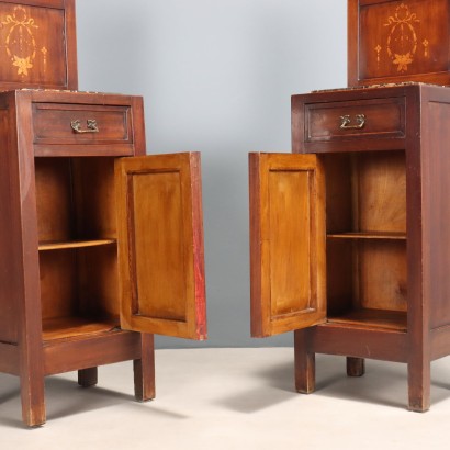 Pair of bedside tables, Pair of Liberty-style mahogany bedside tables