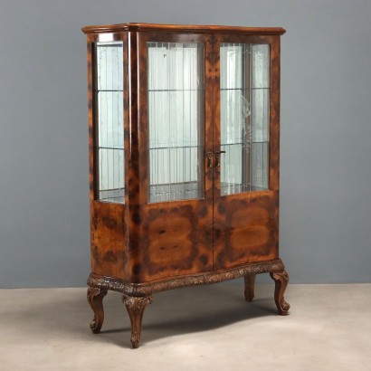 Walnut Burl Veneered Display Cabinet