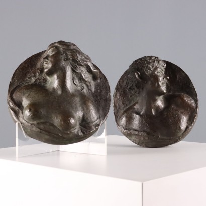 Pair of Bronze Panels Signed G. Botta